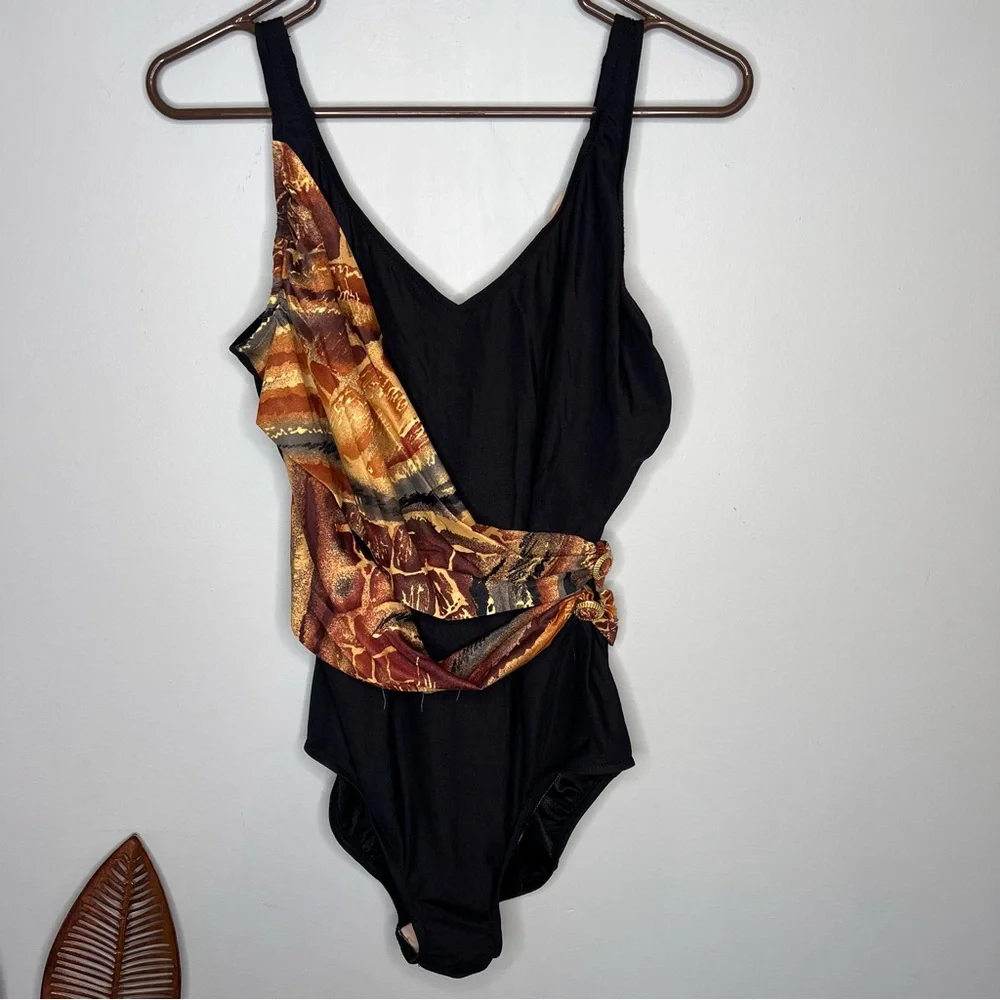 Robby Len Swim‎ Fashions Black Brown Swimsuit Size 18W